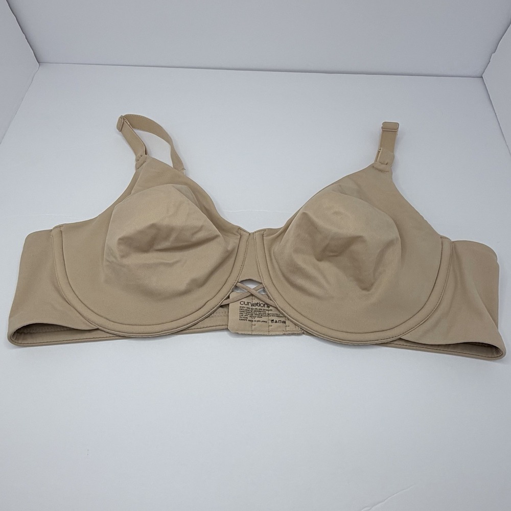 Curvation Unlined Bra Womens Size 42C‎ Tan Brown Unpadded Back Closure